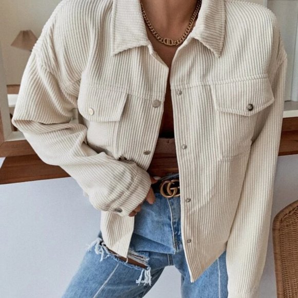 CORDUROY BUTTON DOWN JACKET FALL WINTER STATEMENT - Picture 4 of 7